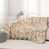 Charming Floral Bird Cotton Throw