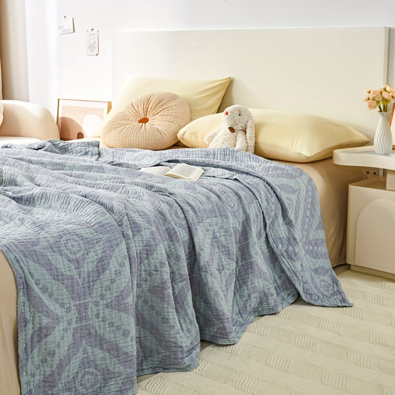 Tri-Layer Rhombus Floral Jacquard Throw Blanket