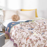 Charming Floral Bird Cotton Throw
