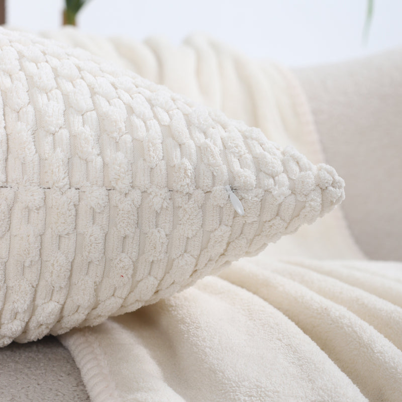 Chain Shape Striped Corduroy Pillow Covers (4psc)