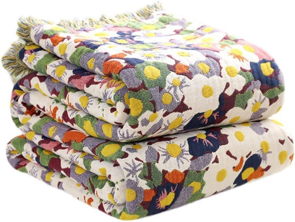 Nordic Pastoral Flower Cotton Blanket