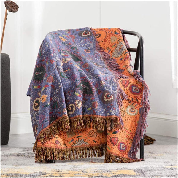 Peacock Bohemian Floral Throw