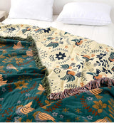 Bohemia Flower Bird Cotton Blanket