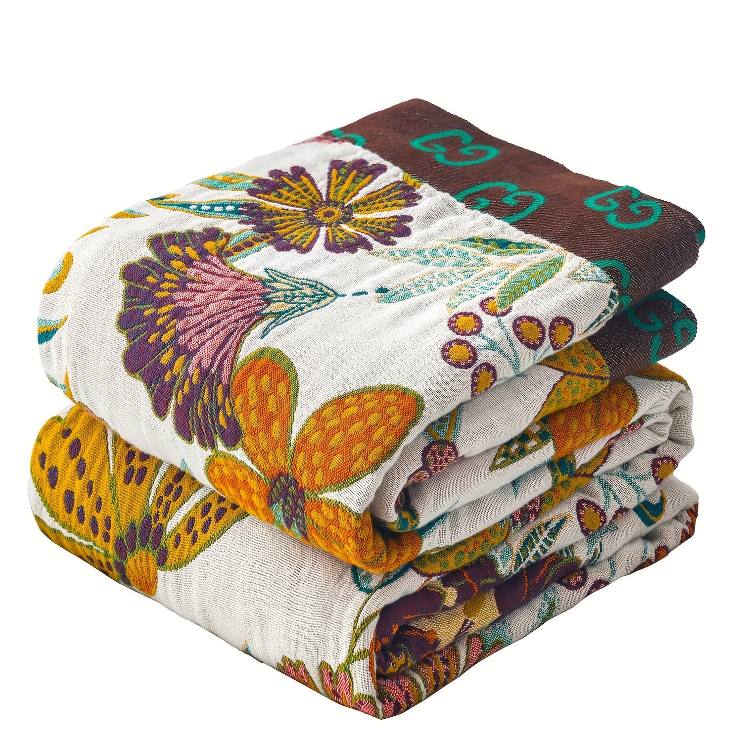 Rustic Charm Floral Cotton Blanket