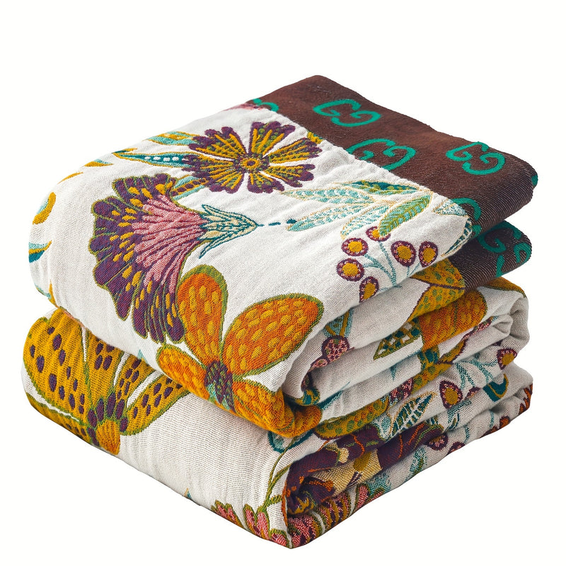 Rustic Charm Floral Cotton Blanket