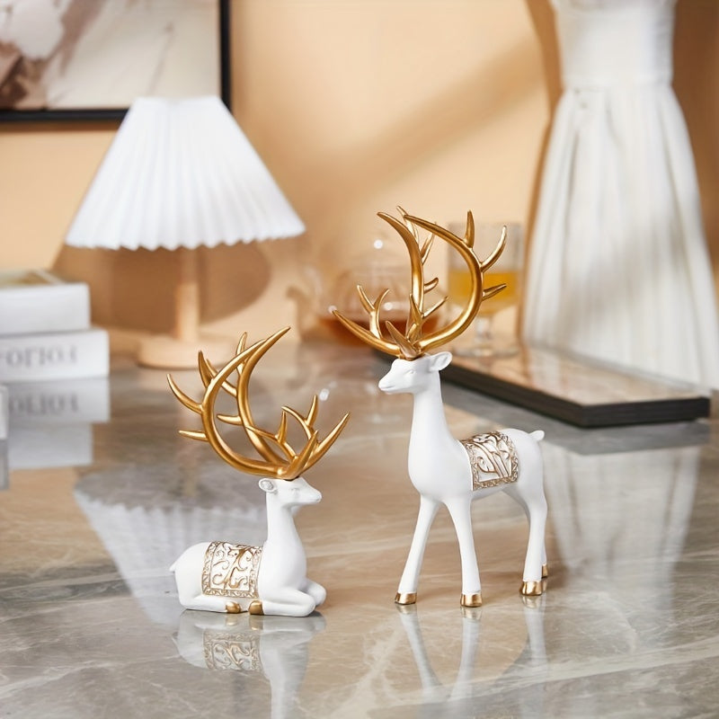 Glittering Reindeer Figurine Statue
