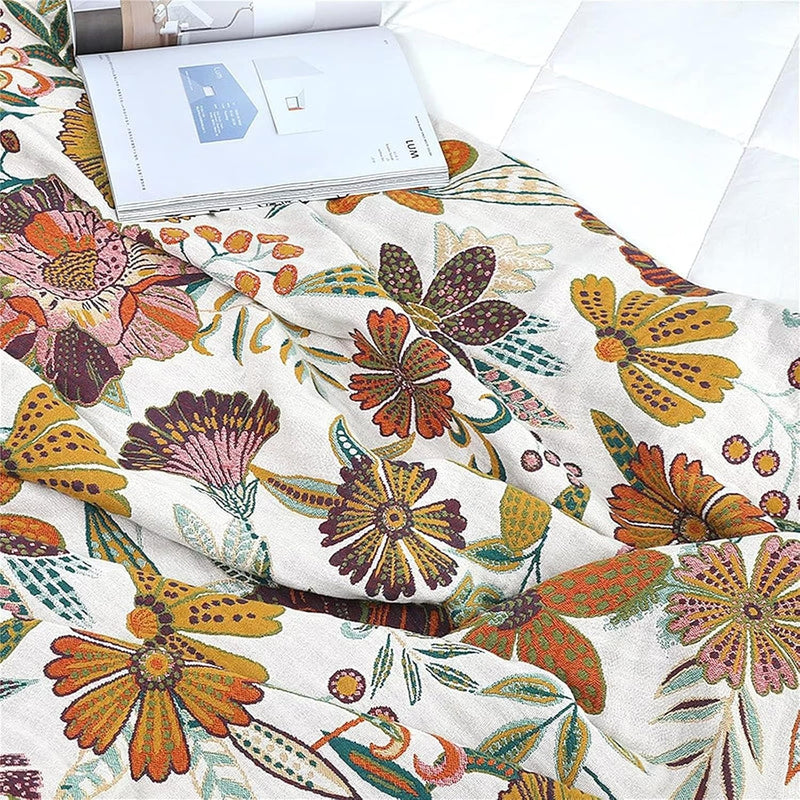 Rustic Charm Floral Cotton Blanket