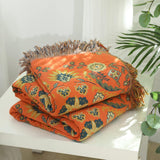 Vibrant Orange Boho Flower Blanket