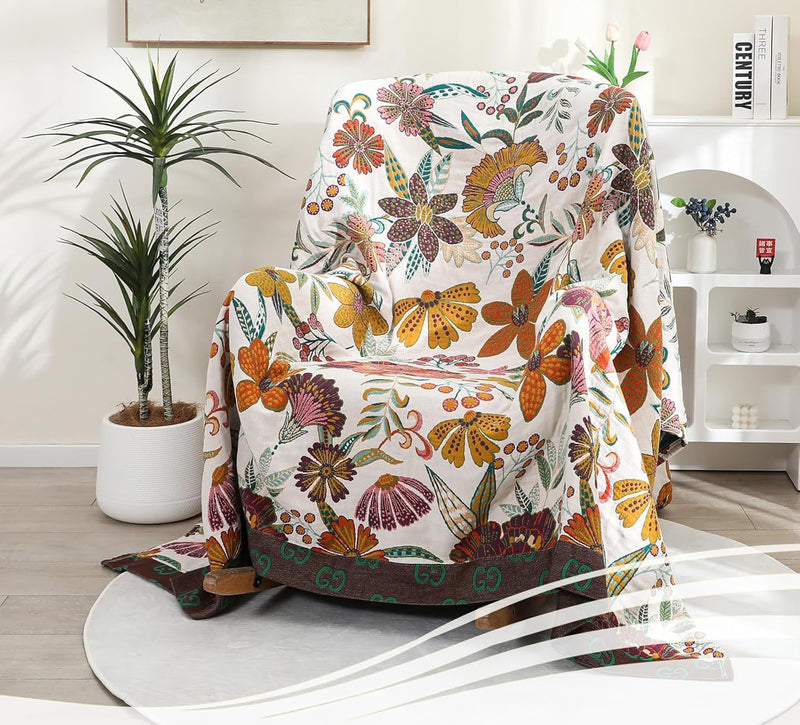 Rustic Charm Floral Cotton Blanket