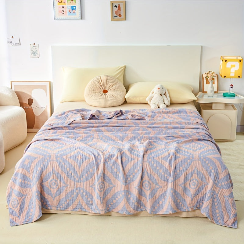 Tri-Layer Rhombus Floral Jacquard Throw Blanket