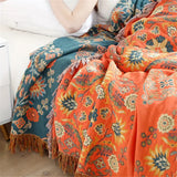 Vibrant Orange Boho Flower Blanket