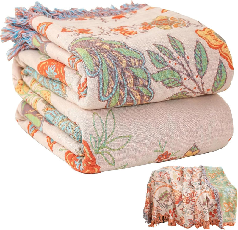 Rustic Boho Floral Reversible Blanket