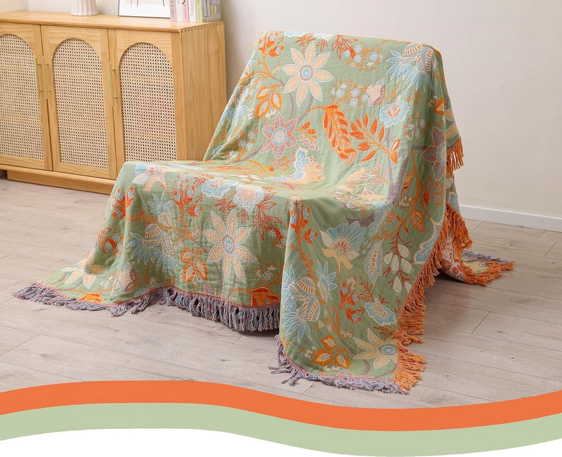 Rustic Boho Floral Reversible Blanket