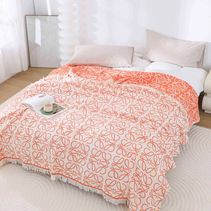 Four Layers Cotton Tassel Blanket