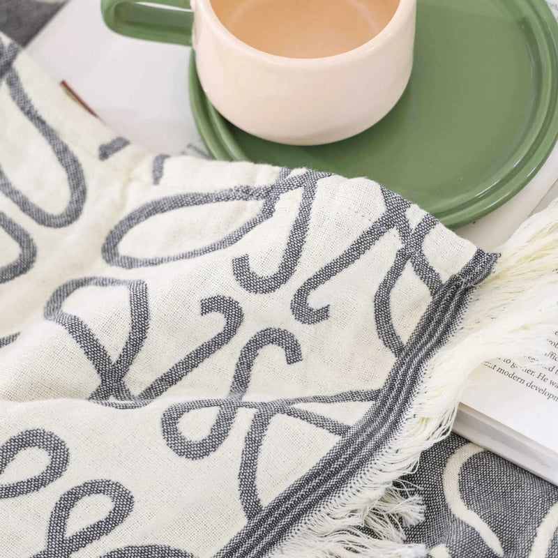 Four Layers Cotton Tassel Blanket