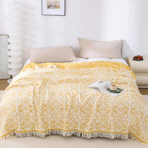 Four Layers Cotton Tassel Blanket