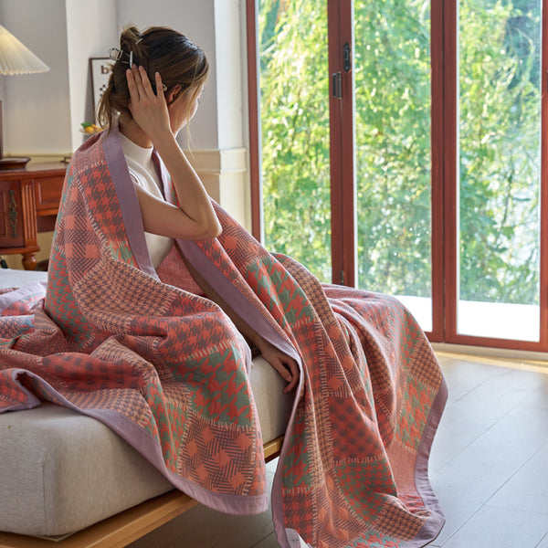 Rubik Cube Jacquard Cotton Blanket