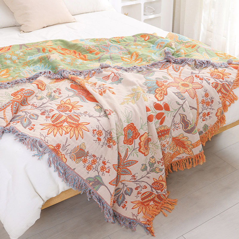 Rustic Boho Floral Reversible Blanket