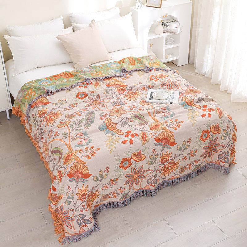 Rustic Boho Floral Reversible Blanket