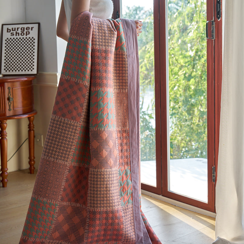 Rubik Cube Jacquard Cotton Blanket