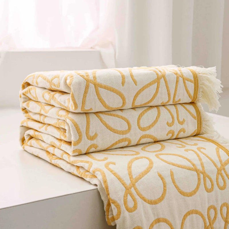 Four Layers Cotton Tassel Blanket