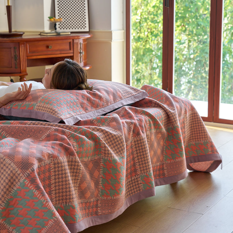 Rubik Cube Jacquard Cotton Blanket