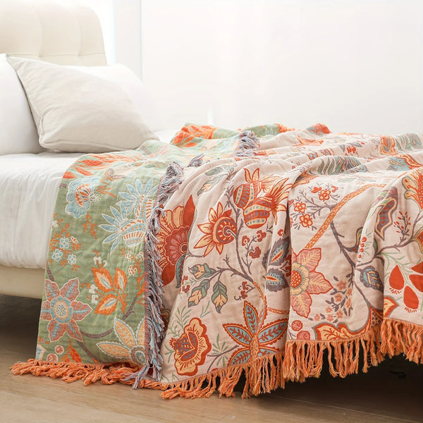 Rustic Boho Floral Reversible Blanket