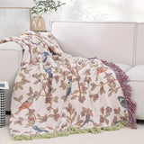 Charming Floral Bird Cotton Throw