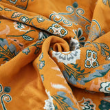 Vibrant Orange Boho Flower Blanket