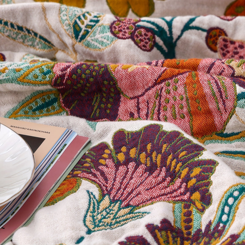 Rustic Charm Floral Cotton Blanket
