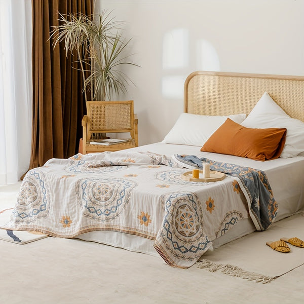 Multi-Layered Bohemian Mandala Cotton Throw Blanket