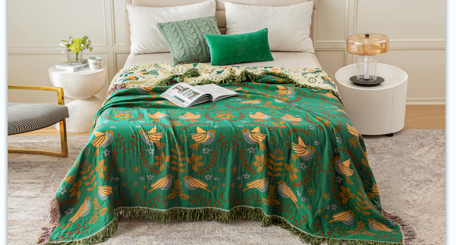 Bohemia Flower Bird Cotton Blanket